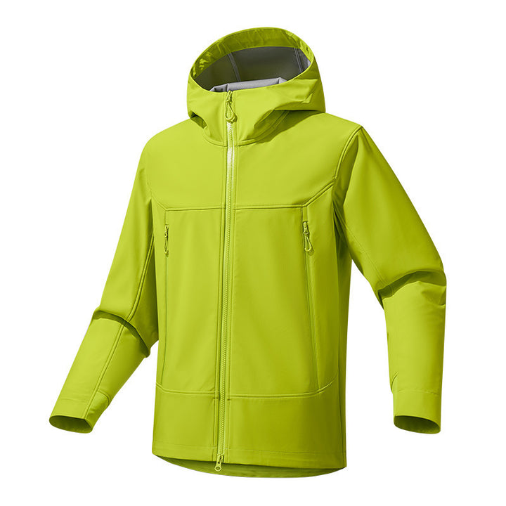 Herren Softshell‑Kapuzenjacke mit Stretch, wind- und wasserabweisender Membran und Zwei‑Wege‑Reißverschluss Echo Archiv