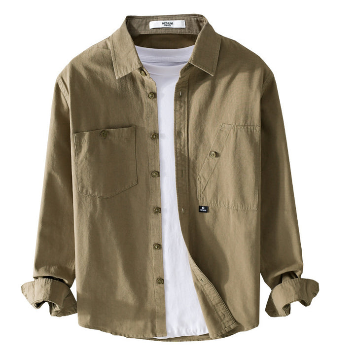 Herren Leichtes Hemdjacken-Overshirt aus Baumwolltwill mit asymmetrischer Brusttasche und lockerem Schnitt Echoarchiv