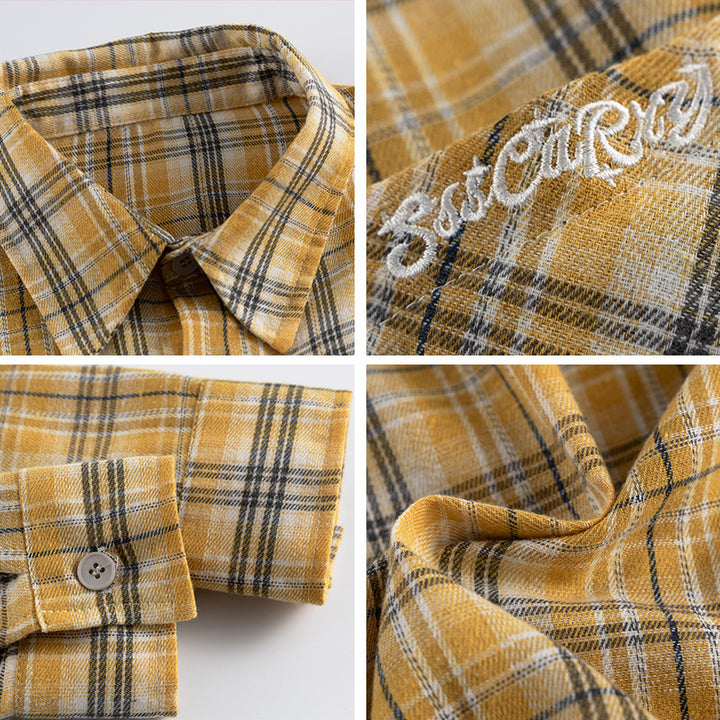 Unisex Lockerer Flanell-Buttondown im Overshirt‑Schnitt mit abgerundetem Saum Echoarchiv