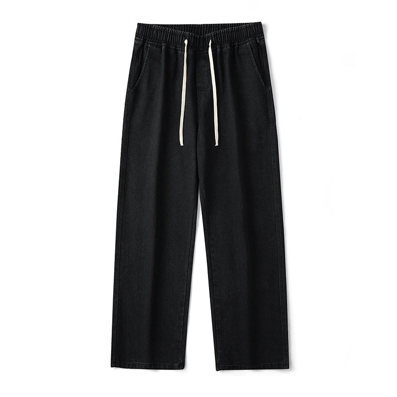 Herren Komfort-Denim-Hose mit elastischem Bund, kontrast-Tunnelzug und geradem Oversize-Bein Echo Archiv