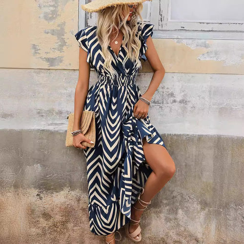 Damen Maxikleid mit V-Ausschnitt und Rüschendetails Echo Archiv