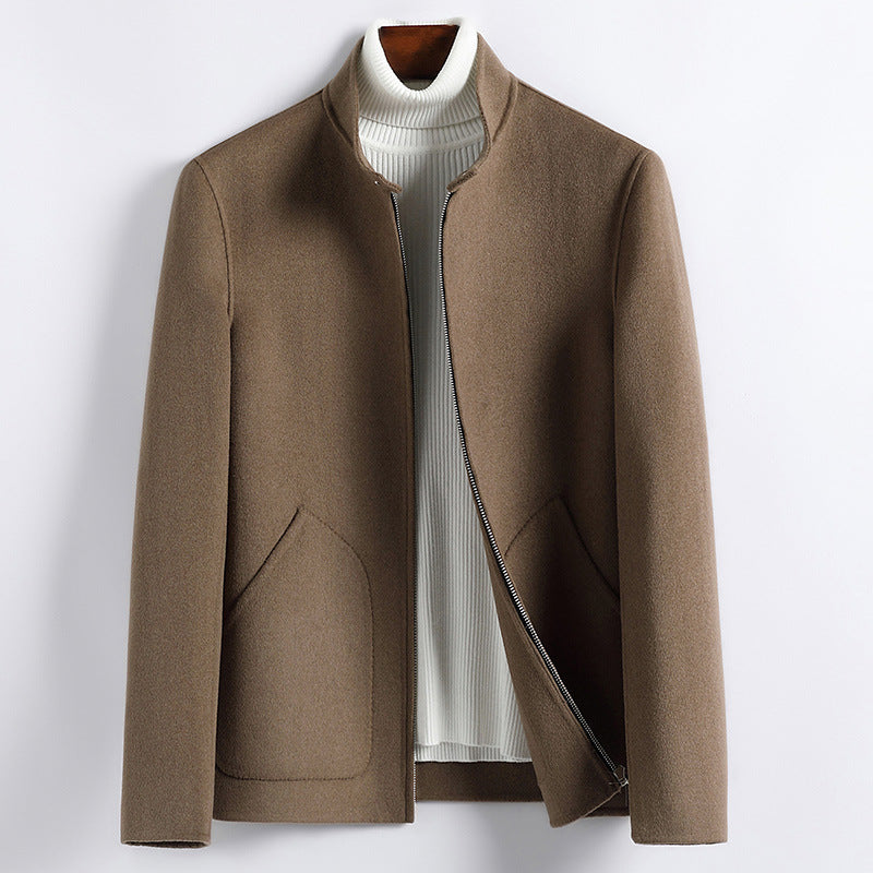 Herren Elegante Kurzjacke aus Wollmix mit Stehkragen, verdecktem Reißverschluss und konturierten Eingrifftaschen Echoarchiv