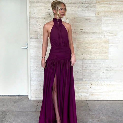 Damen Elegantes Maxikleid mit hochgeschlossenem Design und verführerischem Schlitz Echo Archiv