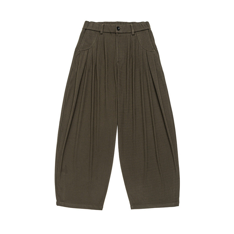 Damen Weite High‑Waist Plissee-Culotte-Hose mit Bundfalten und Gürtelschlaufen Echoarchiv