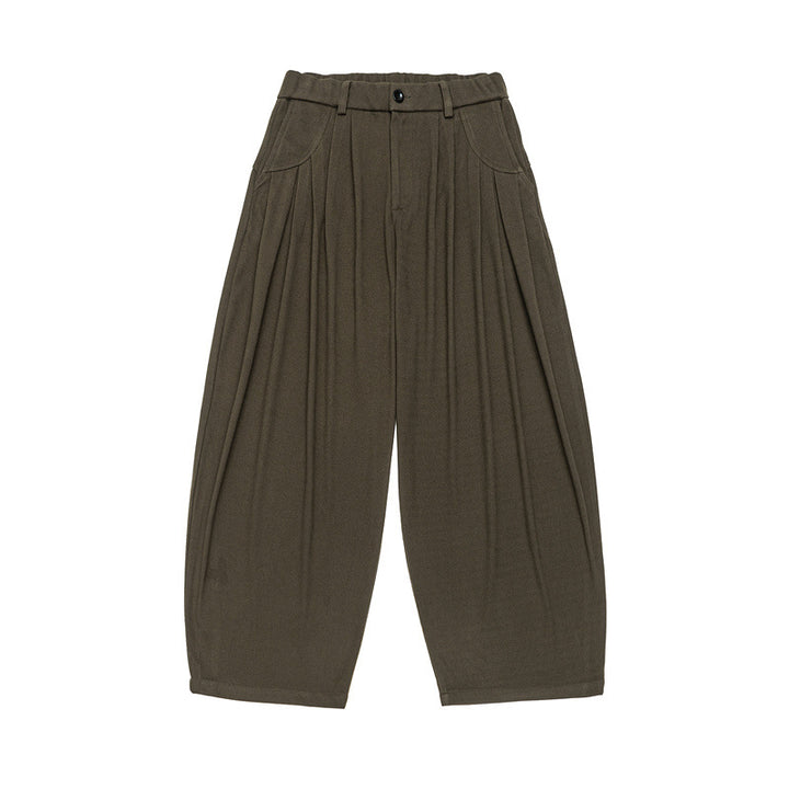 Damen Weite High‑Waist Plissee-Culotte-Hose mit Bundfalten und Gürtelschlaufen Echoarchiv