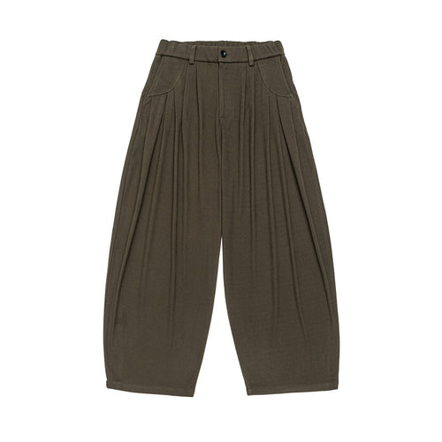 Damen Weite High‑Waist Plissee-Culotte-Hose mit Bundfalten und Gürtelschlaufen Echoarchiv