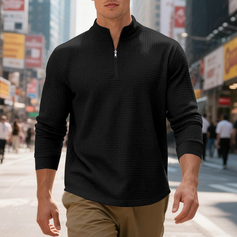 Herren stylisches Fleece-Hemd mit Reißverschluss und strukturiertem Design Echoarchiv