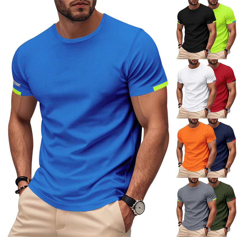 Herren nan athletisches Funktions-T-Shirt mit Rundhalsausschnitt, körpernahem Stretchschnitt und kontrastierendem Ärmelsaum Echo Archiv