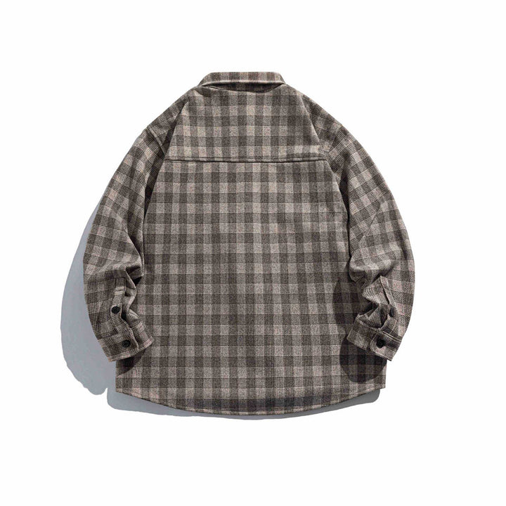 Herren Karierte Hemdjacke aus Wollmischung mit Overshirt-Schnitt und aufgesetzter Brusttasche Echoarchiv