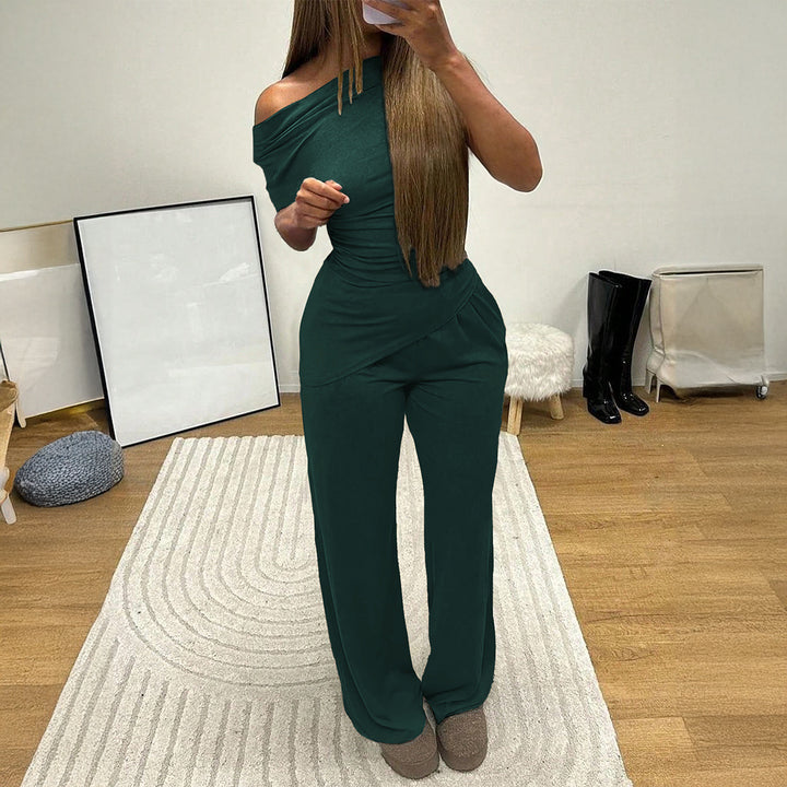 Damen Eleganter Overall mit Wickeldesign und weitem Bein Echo Archiv