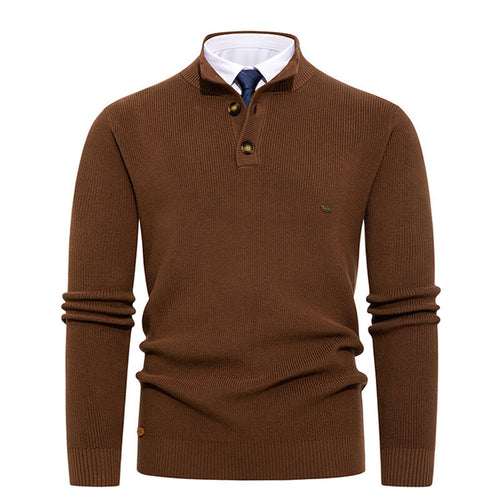 Herren Strickpullover mit Knopfdetails und modernem Stehkragen Echoarchiv