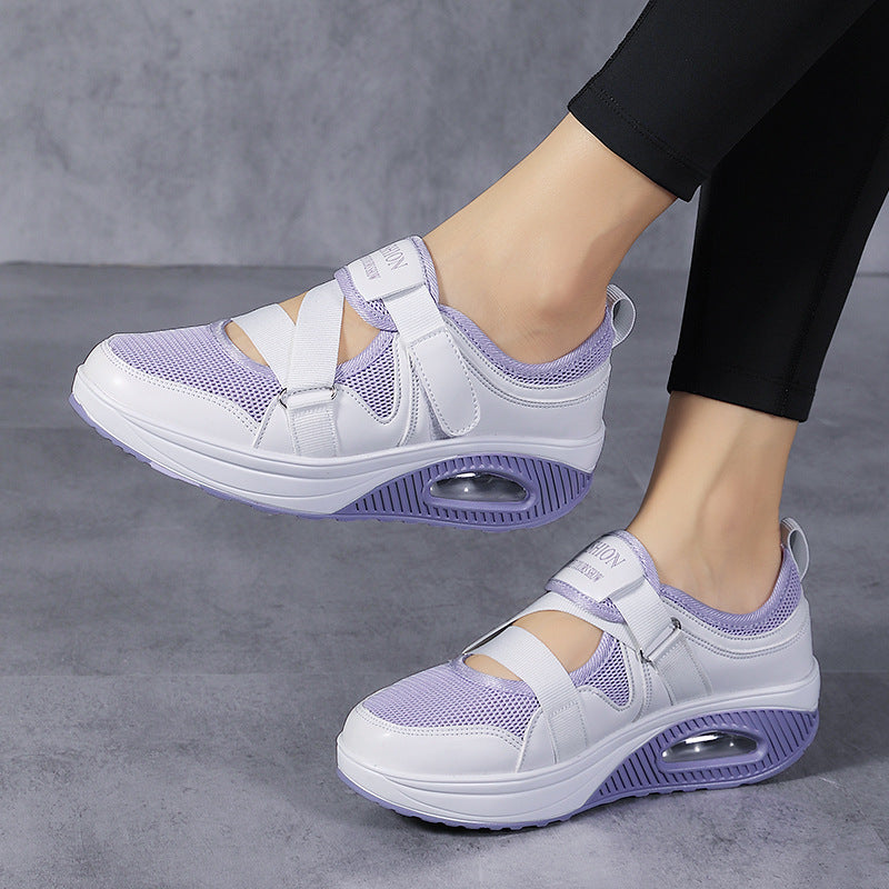Damen nan stabilisierender Komfort-Sneaker mit luftgepolsterter Keilsohle und Klett-Riemenverschluss Echo Archiv