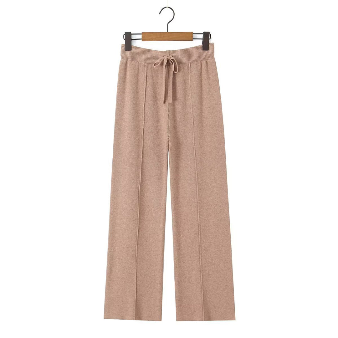 Damen Weite Strickhose mit Rippbund, Tunnelzug und Bügelfalte Echo Archiv
