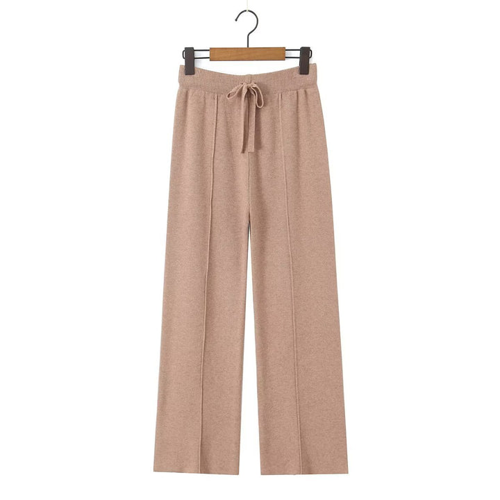 Damen Weite Strickhose mit Rippbund, Tunnelzug und Bügelfalte Echo Archiv