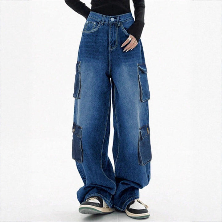 Damen Weite High-Waist Cargo-Jeans im Baggy-Schnitt mit Mehrfach-Taschen Echo Archiv