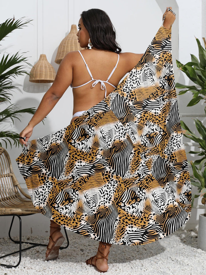 Damen eleganter Wickelsarong mit modernem Muster Echo Archiv