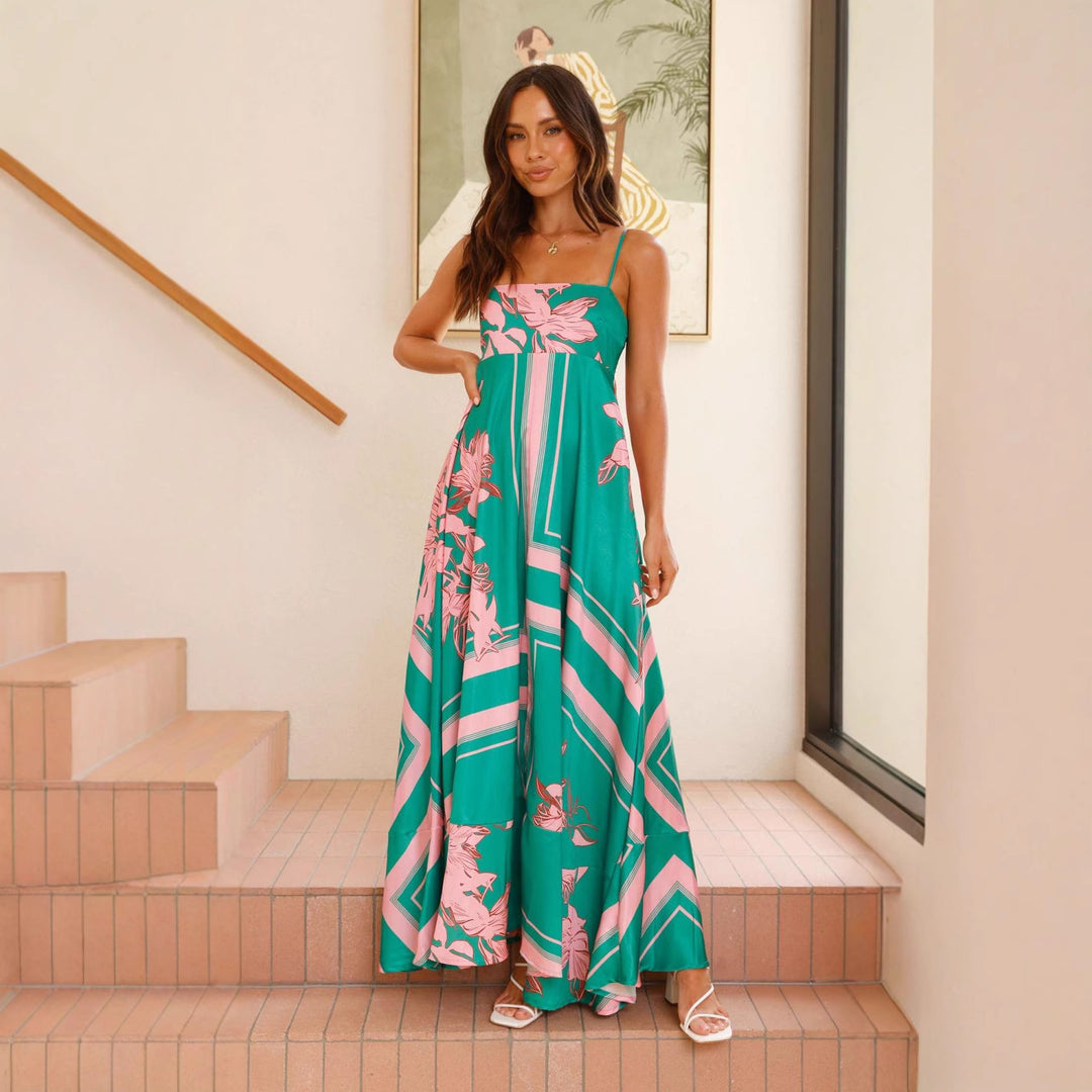 Damen Maxikleid mit elegantem floralem Design und schmalen Trägern Echo Archiv