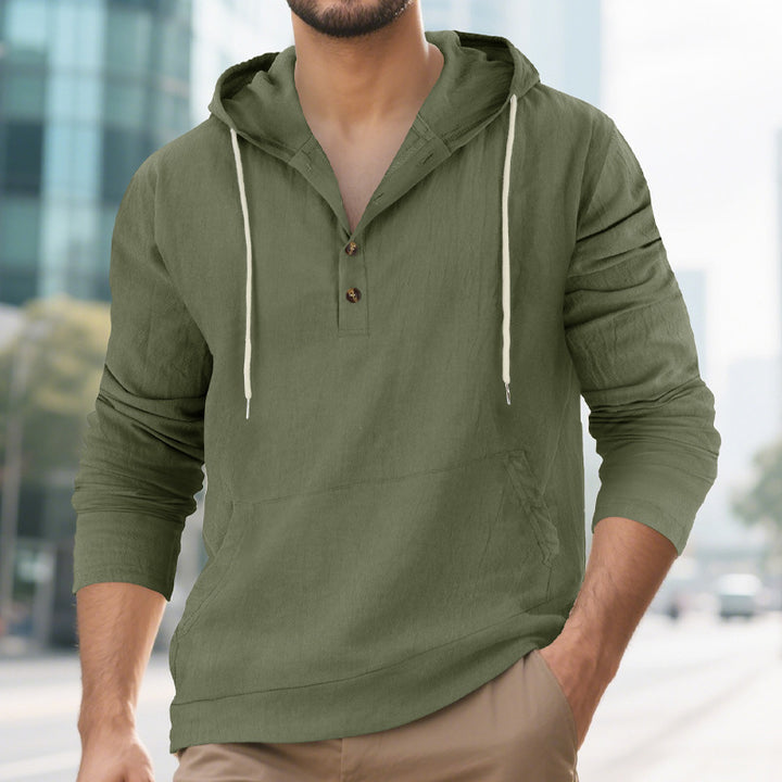 Herren Pullover mit Kapuze und Knopfleiste Echoarchiv