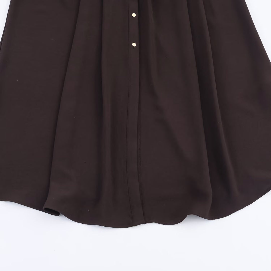 Damen 10+ langes Hemdblusenkleid mit durchgehender Knopfleiste und taillierendem Gürtel Echo Archiv