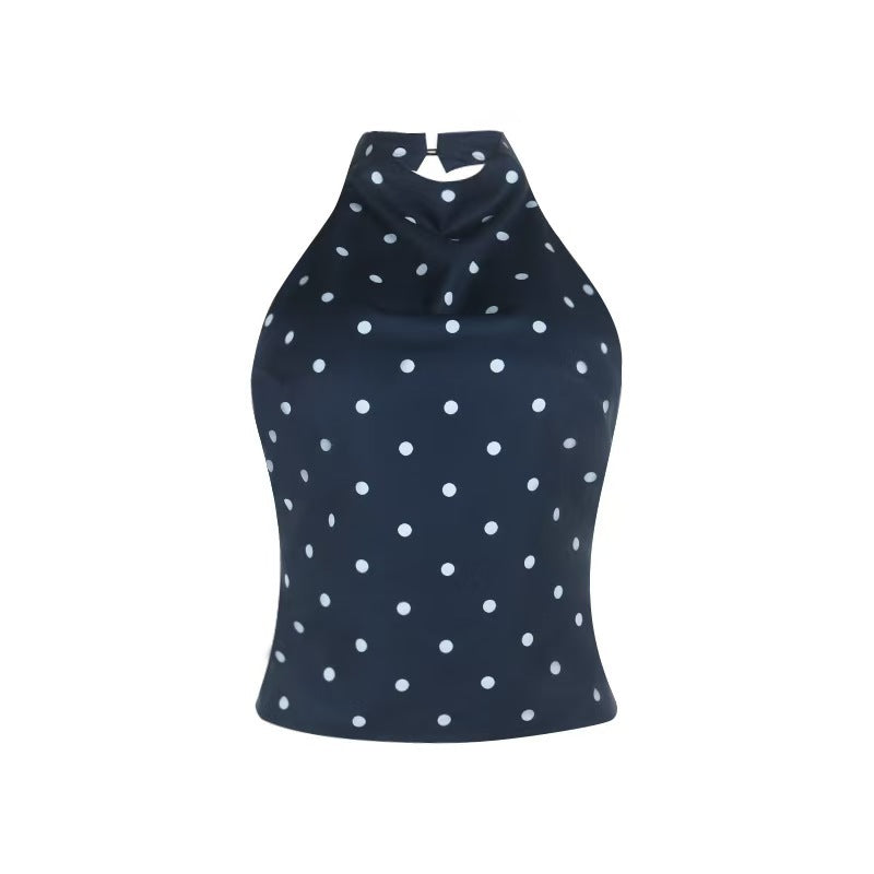 Damen Polka-Dots Haltertop mit hohem Kragen und figurformendem Schnitt Echo Archiv