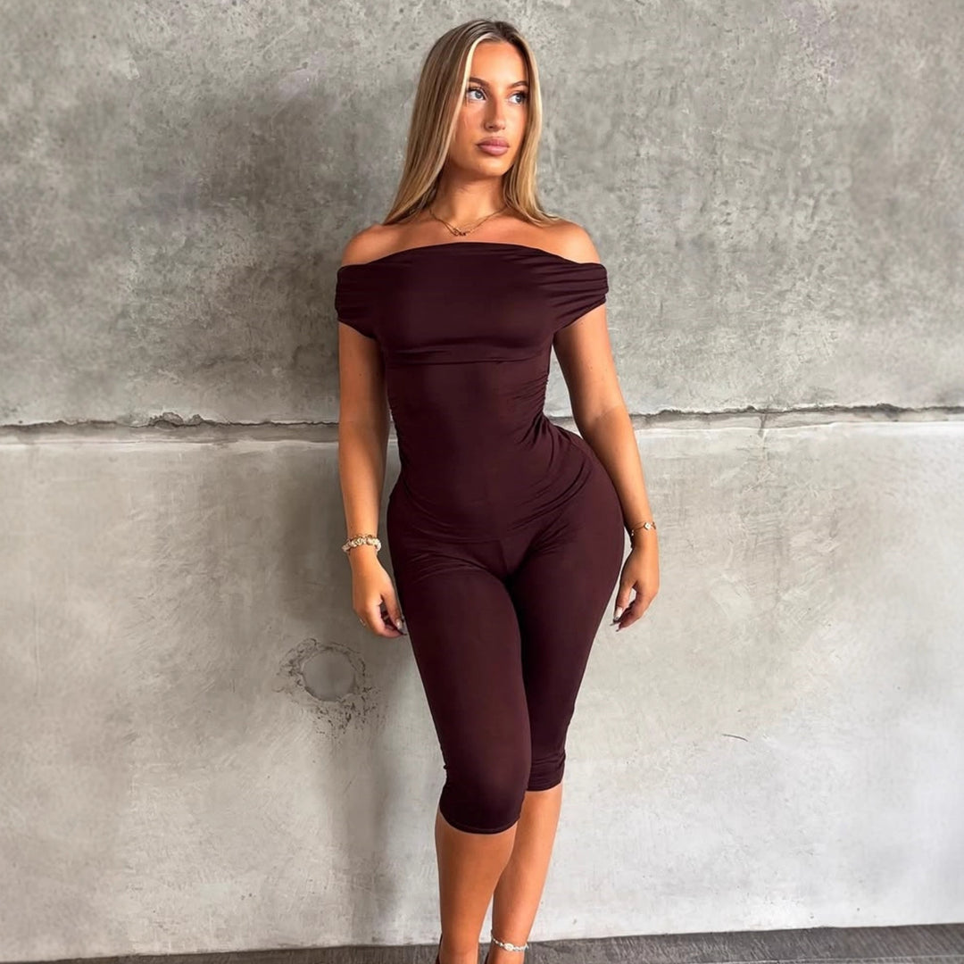 Damen Eleganter Jumpsuit mit Off-Shoulder Design und Raffungen Echo Archiv