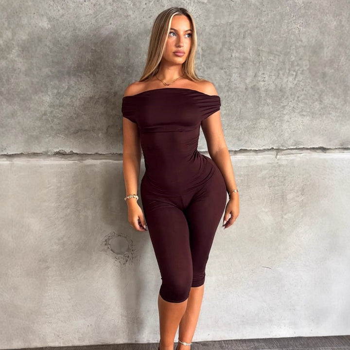 Damen Eleganter Jumpsuit mit Off-Shoulder Design und Raffungen Echo Archiv