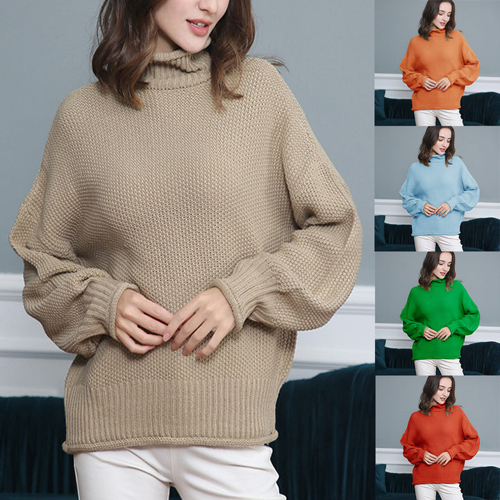 Damen Grobgestrickter Rollkragenpullover mit Ballonärmeln Echo Archiv
