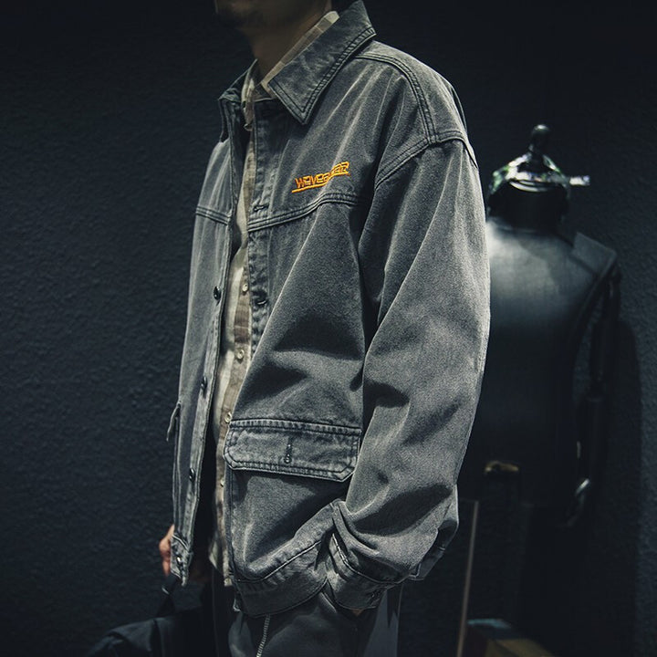 Herren Lässige Denim Jacke mit praktischen Taschen Echoarchiv