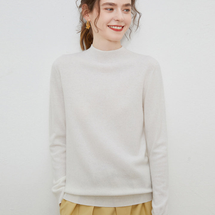 Damen weicher Feinstrick-Mockneckpullover mit Angora‑Look und legerer Silhouette Echoarchiv
