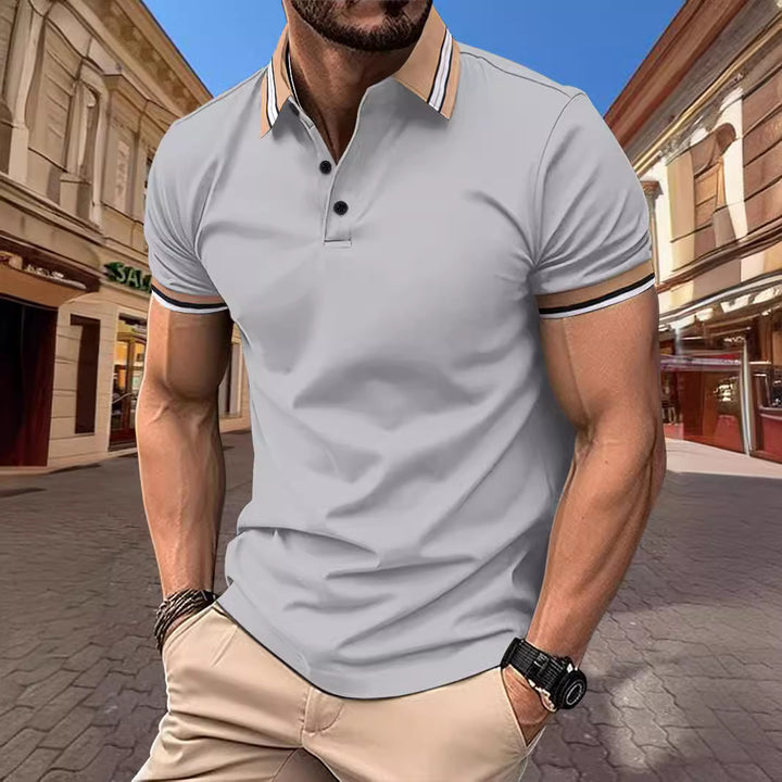 Herren Kurzarm-Poloshirt mit modischen Kontrastakzenten Echoarchiv