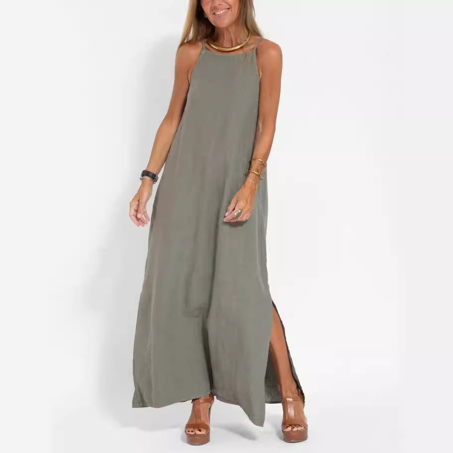 Damen lässiges Maxikleid mit schmalen Trägern und fließendem Schnitt – Valéora