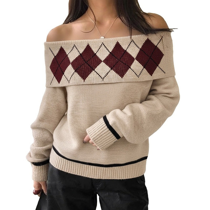 Damen Lässiger Strickpullover mit Off-Shoulder Design Echo Archiv
