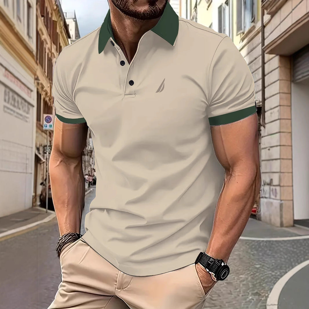 Herren Polohemd mit modernem Kragen-Design und atmungsaktiver Textur Echoarchiv