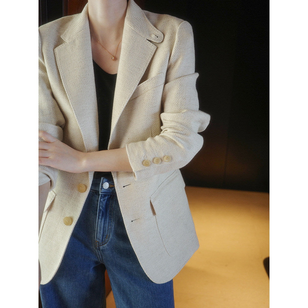 Damen Eleganter Strukturierter Blazer Echoarchiv