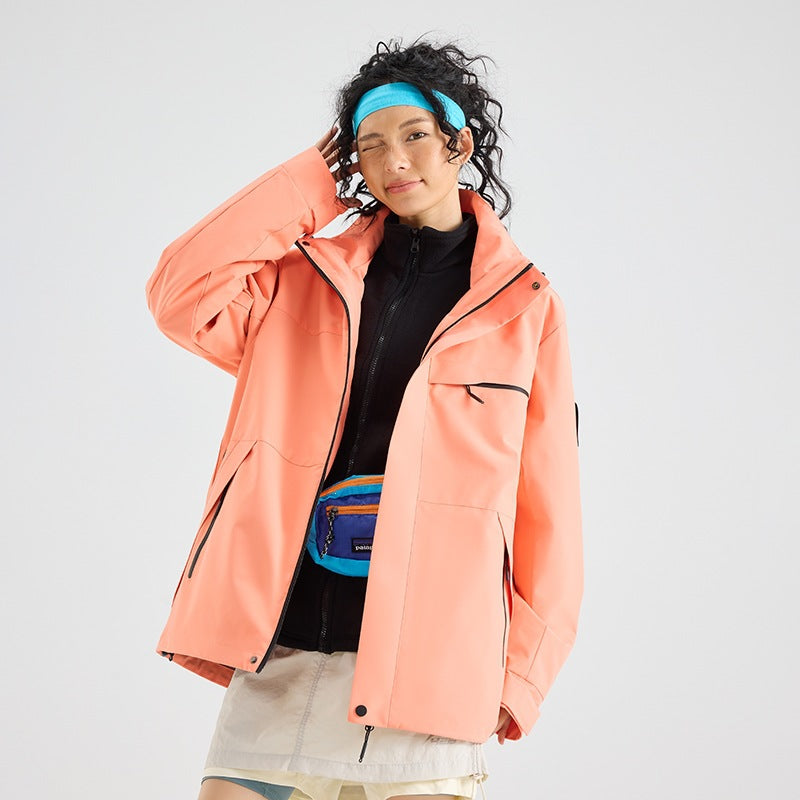 Herren Wasserdichte Outdoor-Softshelljacke mit Kapuze, hohem Stehkragen & Reißverschlusstaschen Echoarchiv