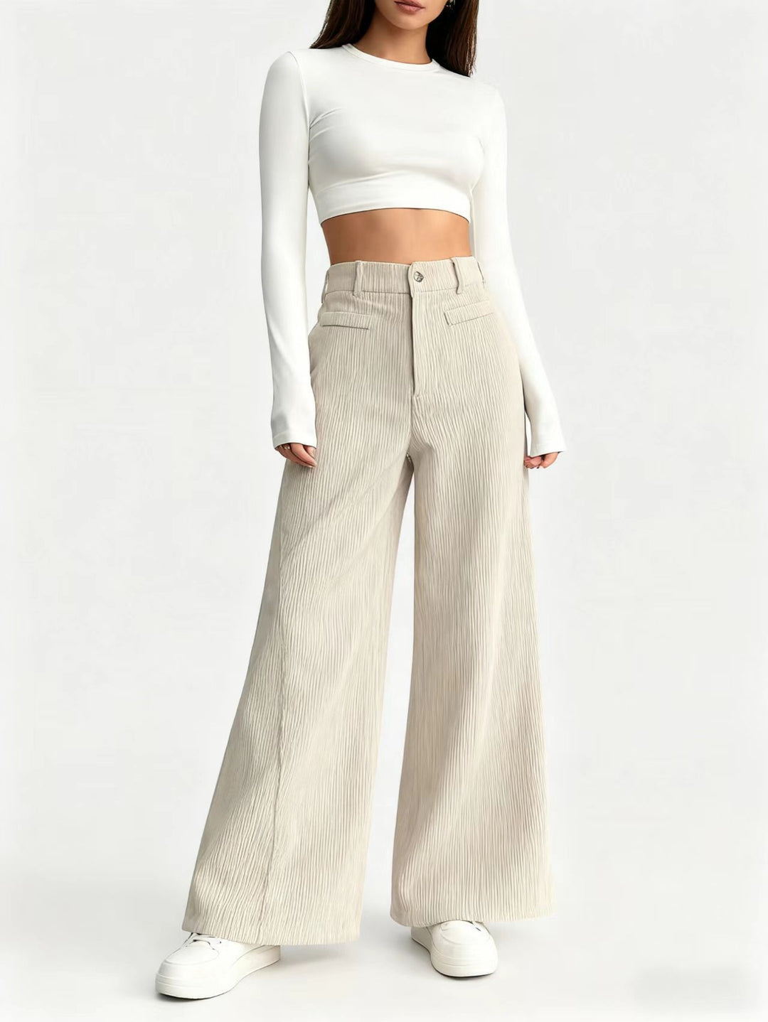 Damen Elegant und hoch taillierte Plisseehose Echo Archiv