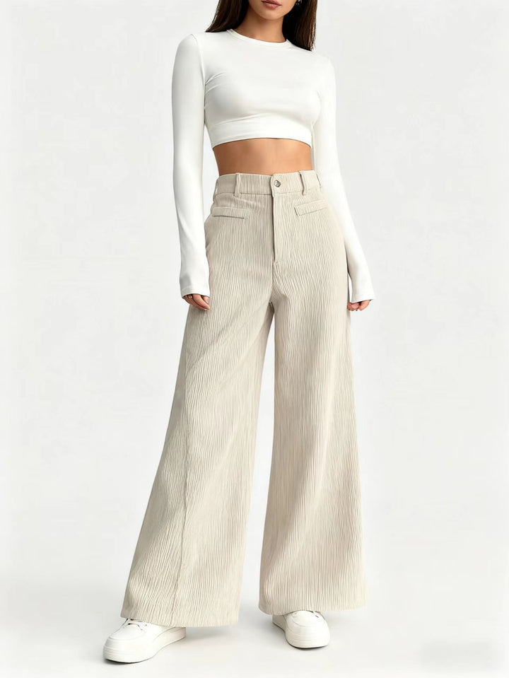 Damen Elegant und hoch taillierte Plisseehose Echo Archiv