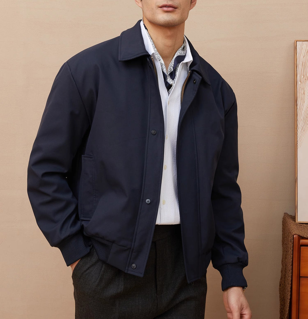 Herren klassische Harrington-Jacke mit Reißverschluss und Rippbündchen Echoarchiv