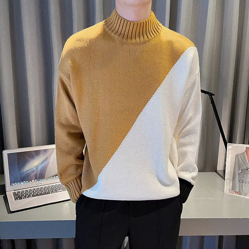 Herren Modischer Grobstrickpullover mit hohem Kragen Echoarchiv