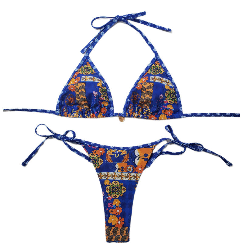 Damen Triangel-Bikini mit floralem Design und verstellbaren Bändern Echo Archiv