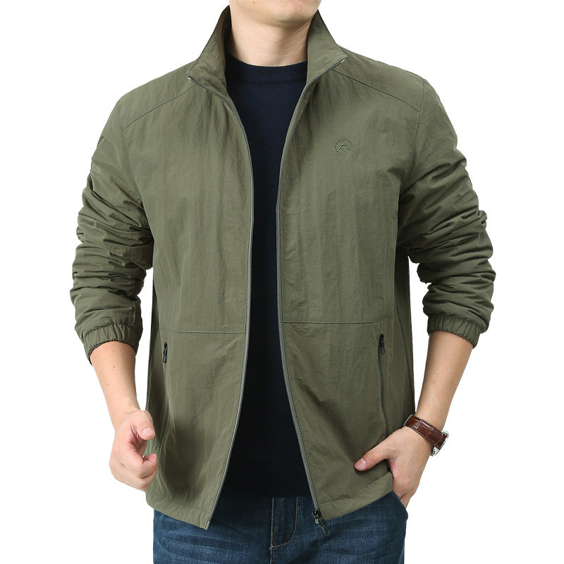 Herren Leichte Windjacke mit Stehkragen, Zwei Reißverschlusstaschen und elastischen Bündchen Echo Archiv