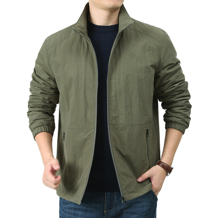 Herren Leichte Windjacke mit Stehkragen, Zwei Reißverschlusstaschen und elastischen Bündchen Echo Archiv
