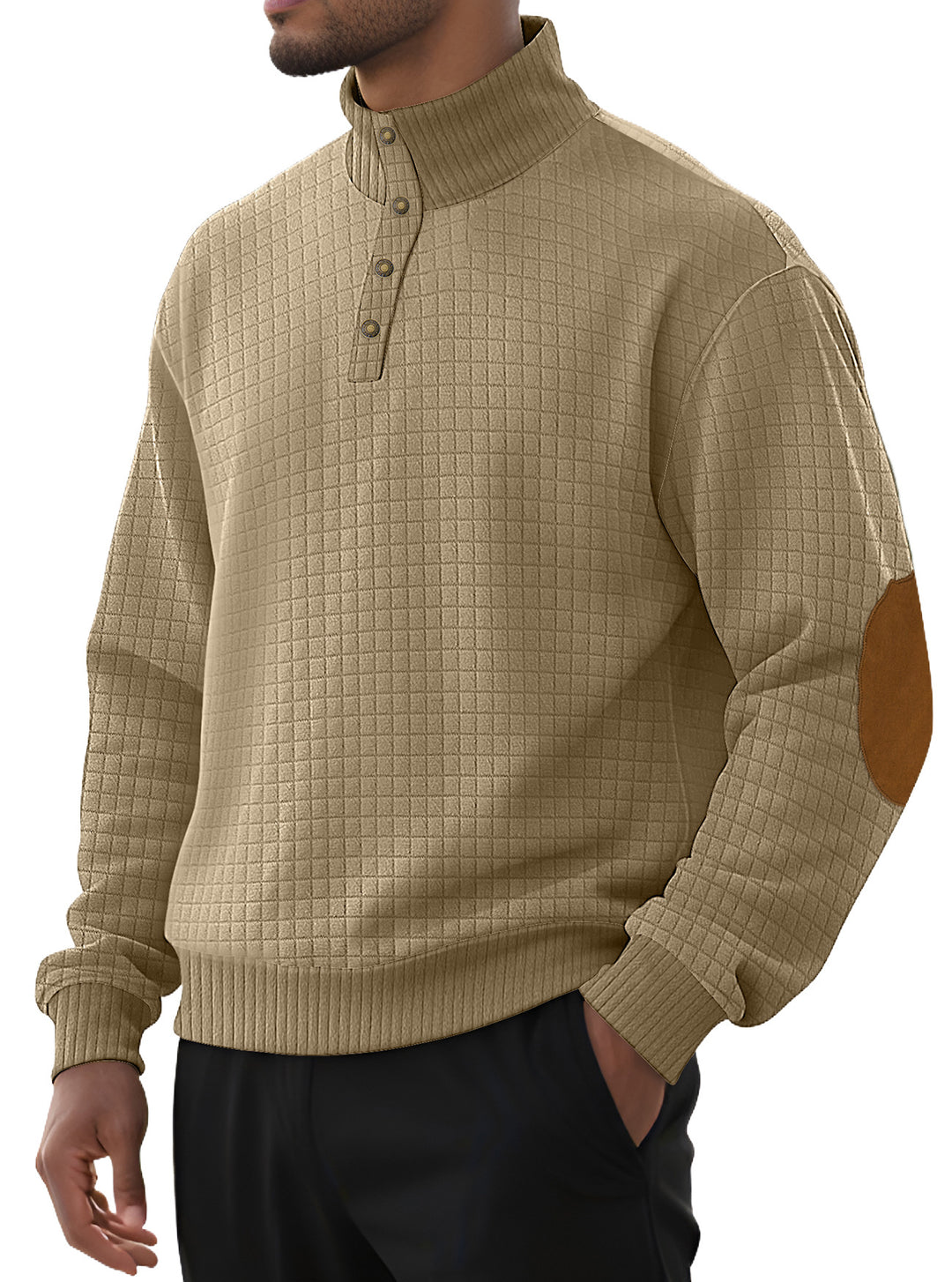 Herren Pullover mit strukturiertem Design und Knopfleiste Echoarchiv