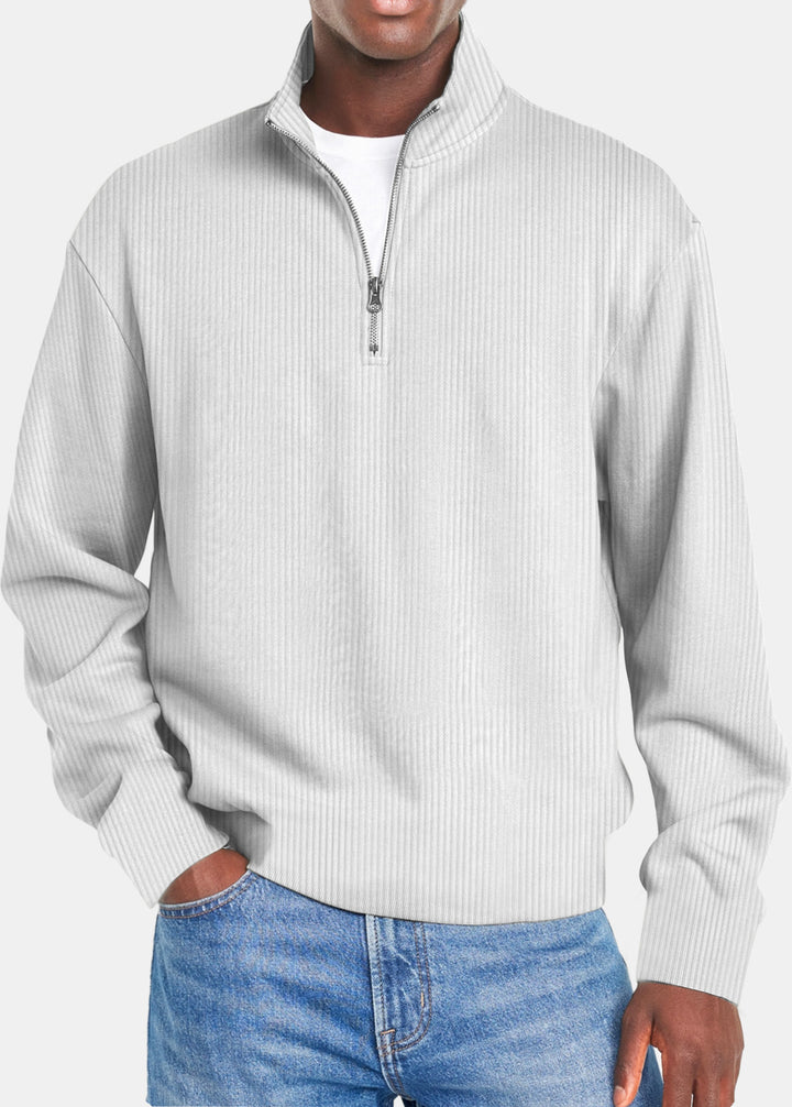 Herren nan gerippter Troyer-Pullover mit Halbzip und Stehkragen Echo Archiv