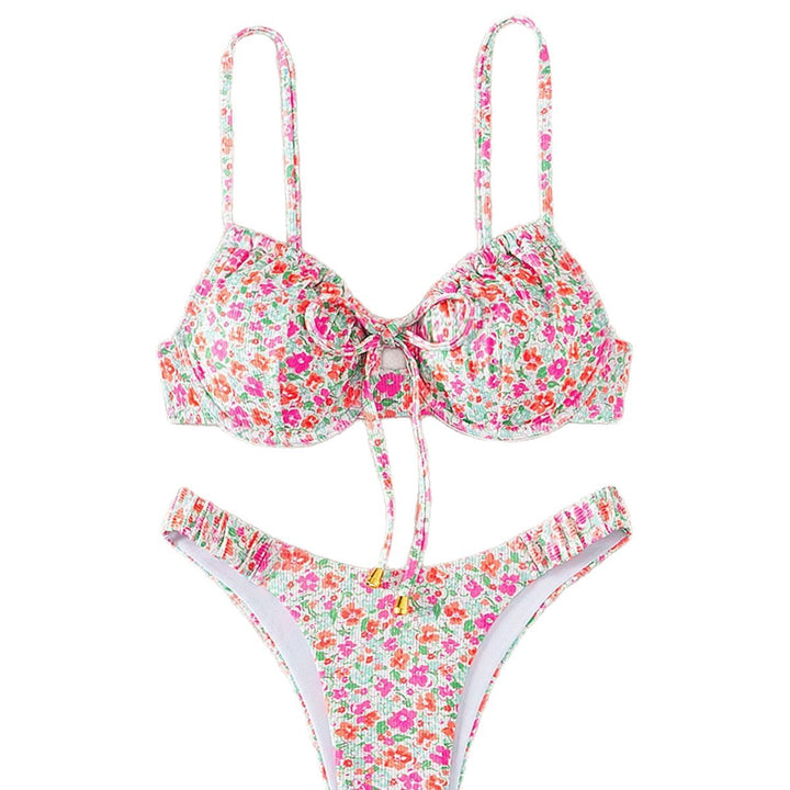 Damen Push-Up-Bikini mit floralem Design und raffinierter Schnürung Echo Archiv