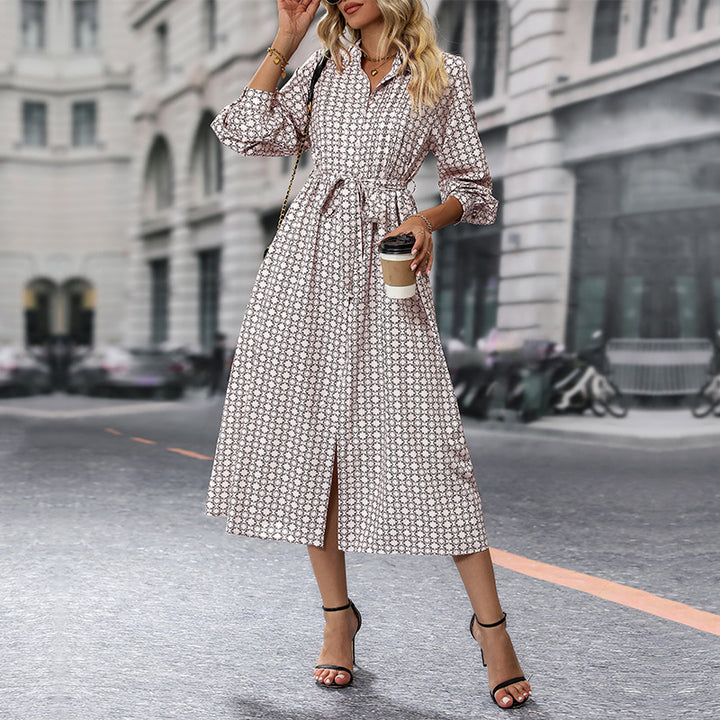 Damen Langarm Kleid mit Gürteldetail Echo Archiv