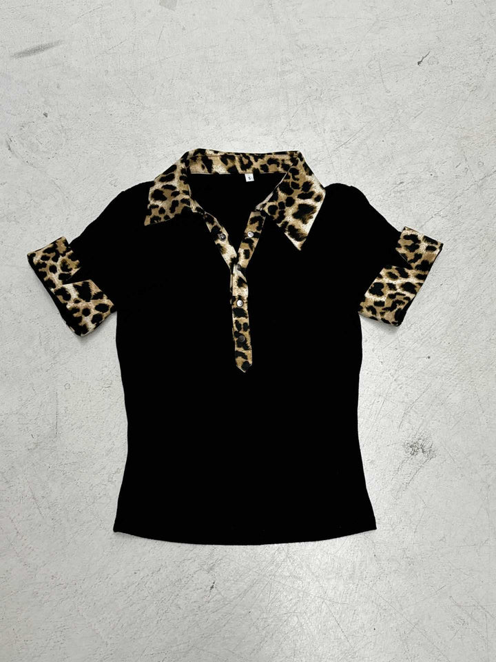 Damen Poloshirt mit Leopardenmuster-Details Echo Archiv