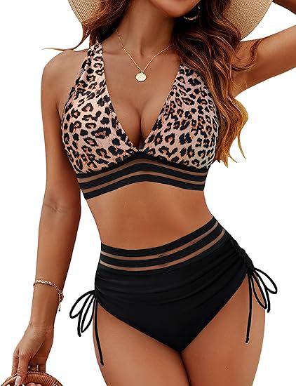 Damen Bikiniset mit verstellbarem Bund und sportlichem V-Ausschnitt Echo Archiv