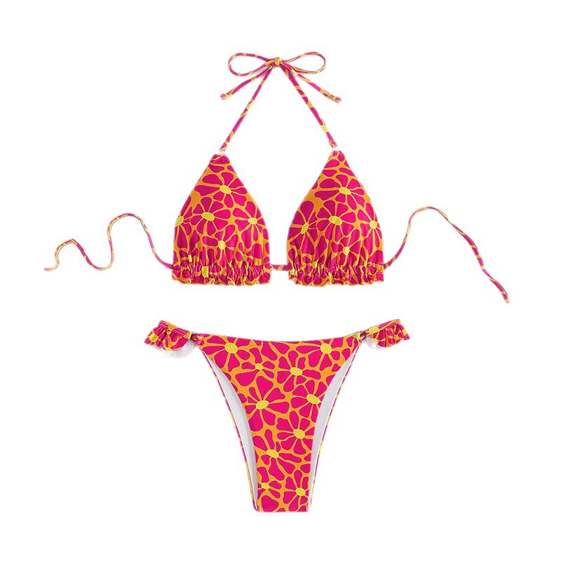 Damen Triangel-Bikini mit verstellbaren Trägern und Rüschendetails Echo Archiv