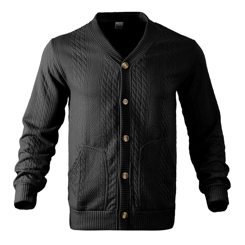 Herren Strickjacke mit modernem Wabenmuster und praktischen Taschen Echoarchiv